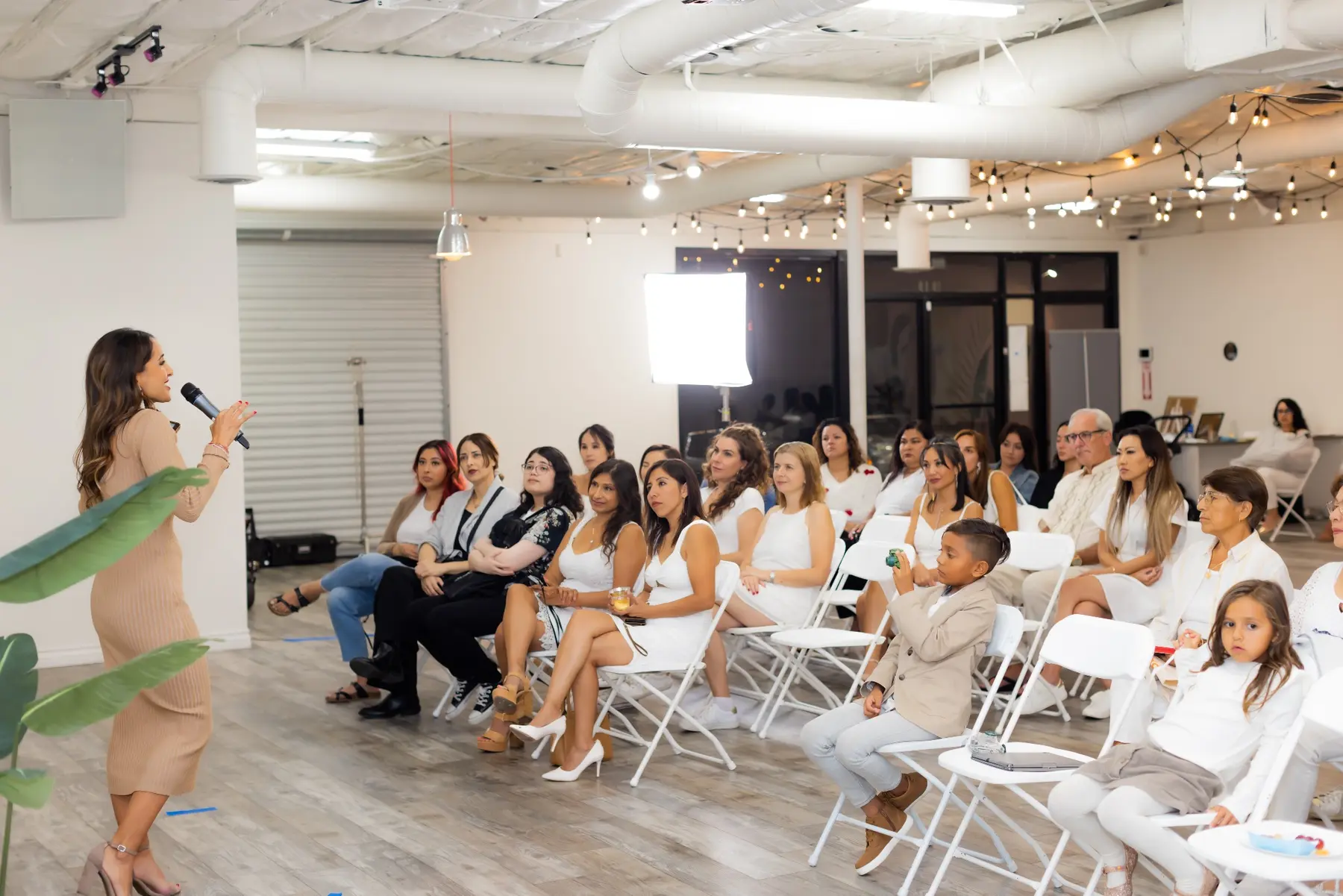 Brenda speaking to an engaged audience