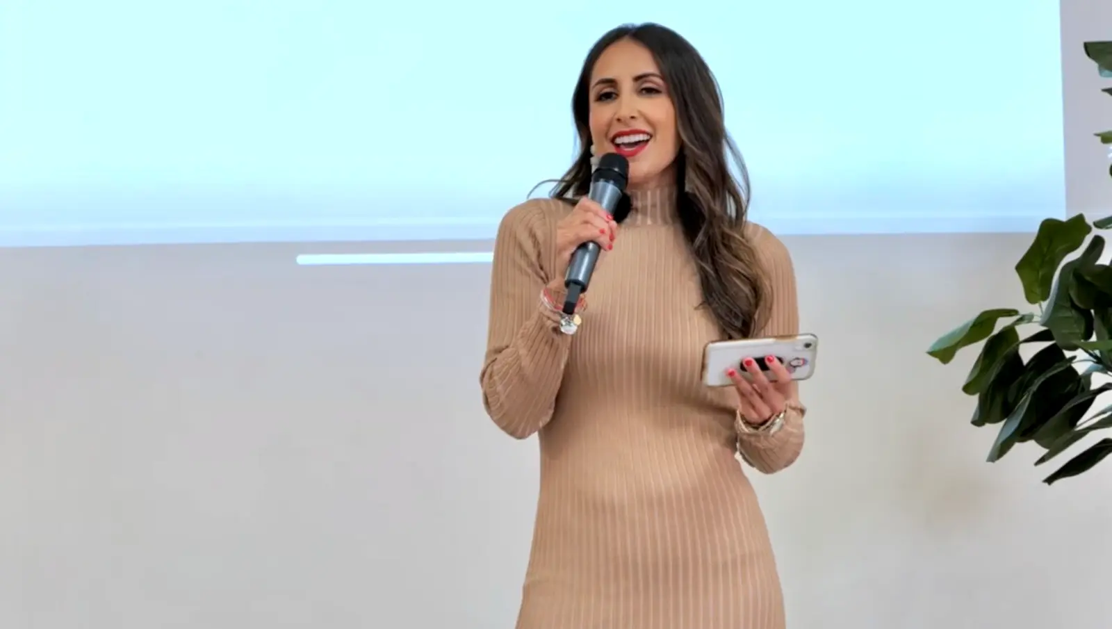 Brenda connecting with an audience during a talk
