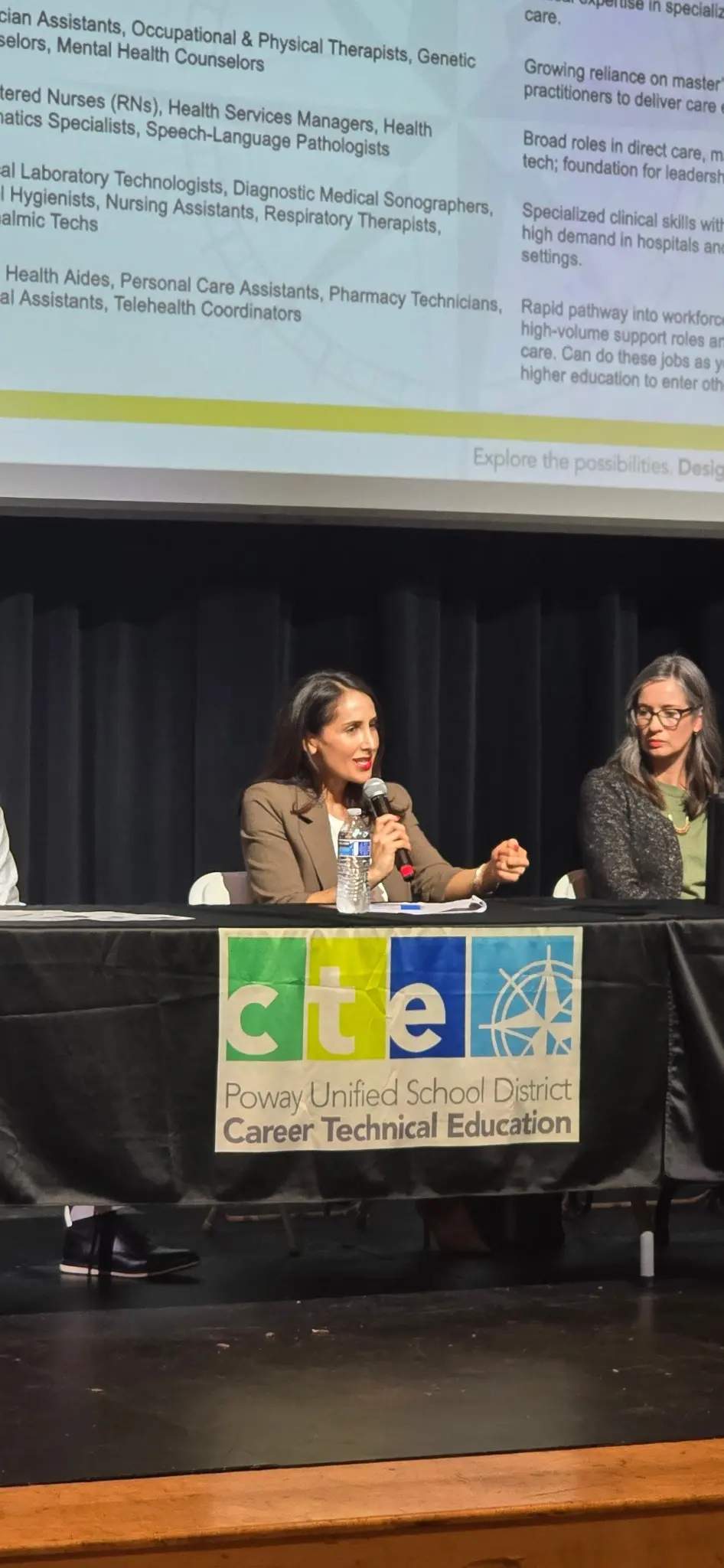 Brenda speaking on an education panel